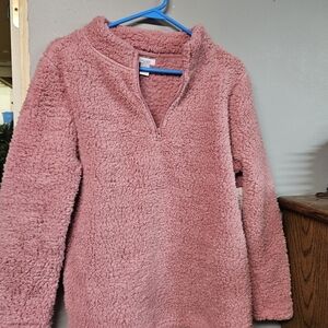 Women's Medium Pink Fleece Quarter-Zip Pullover Sherpa